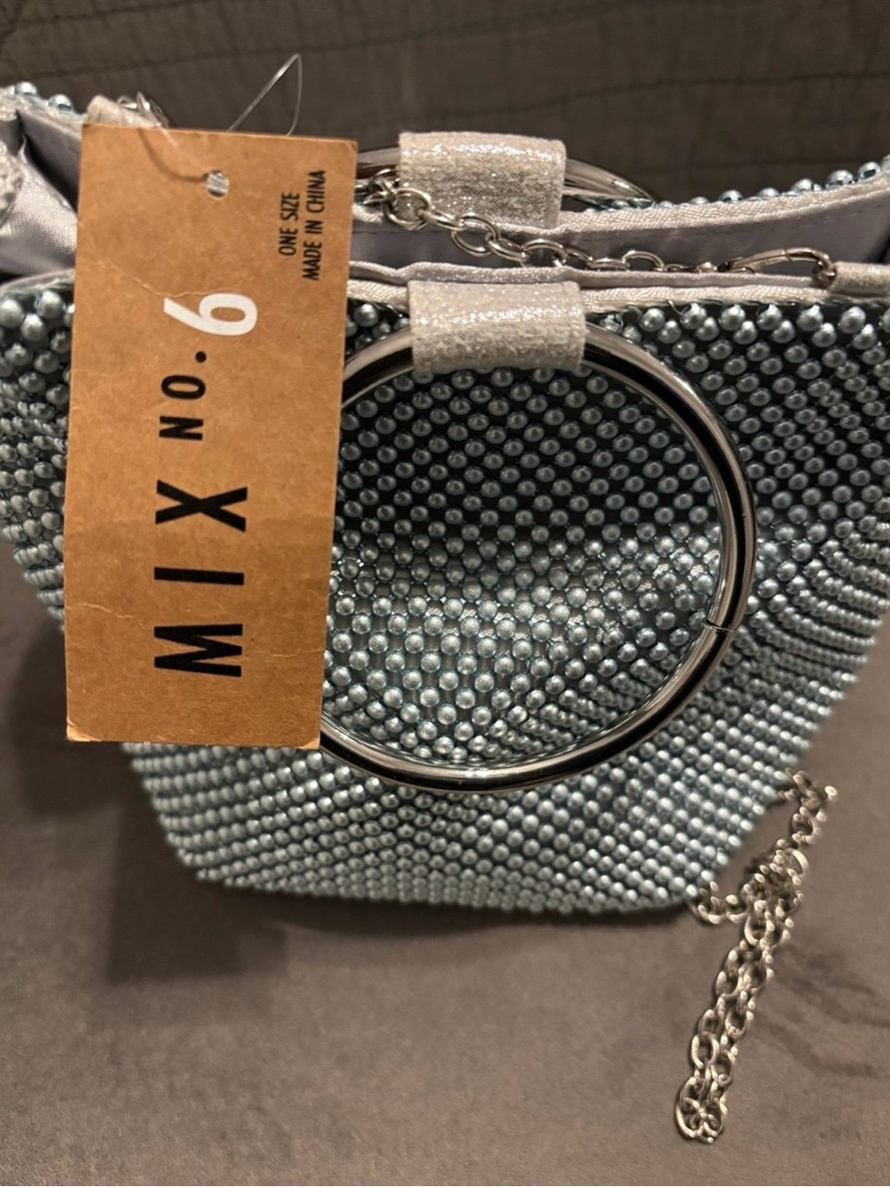 Mix No. 6 Pale Blue Beaded Ring-Handle Wristlet